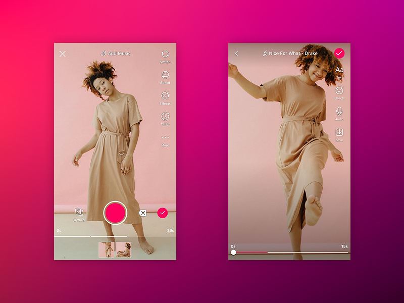 Lasso short-video creation and editing screens, the app that became Reels