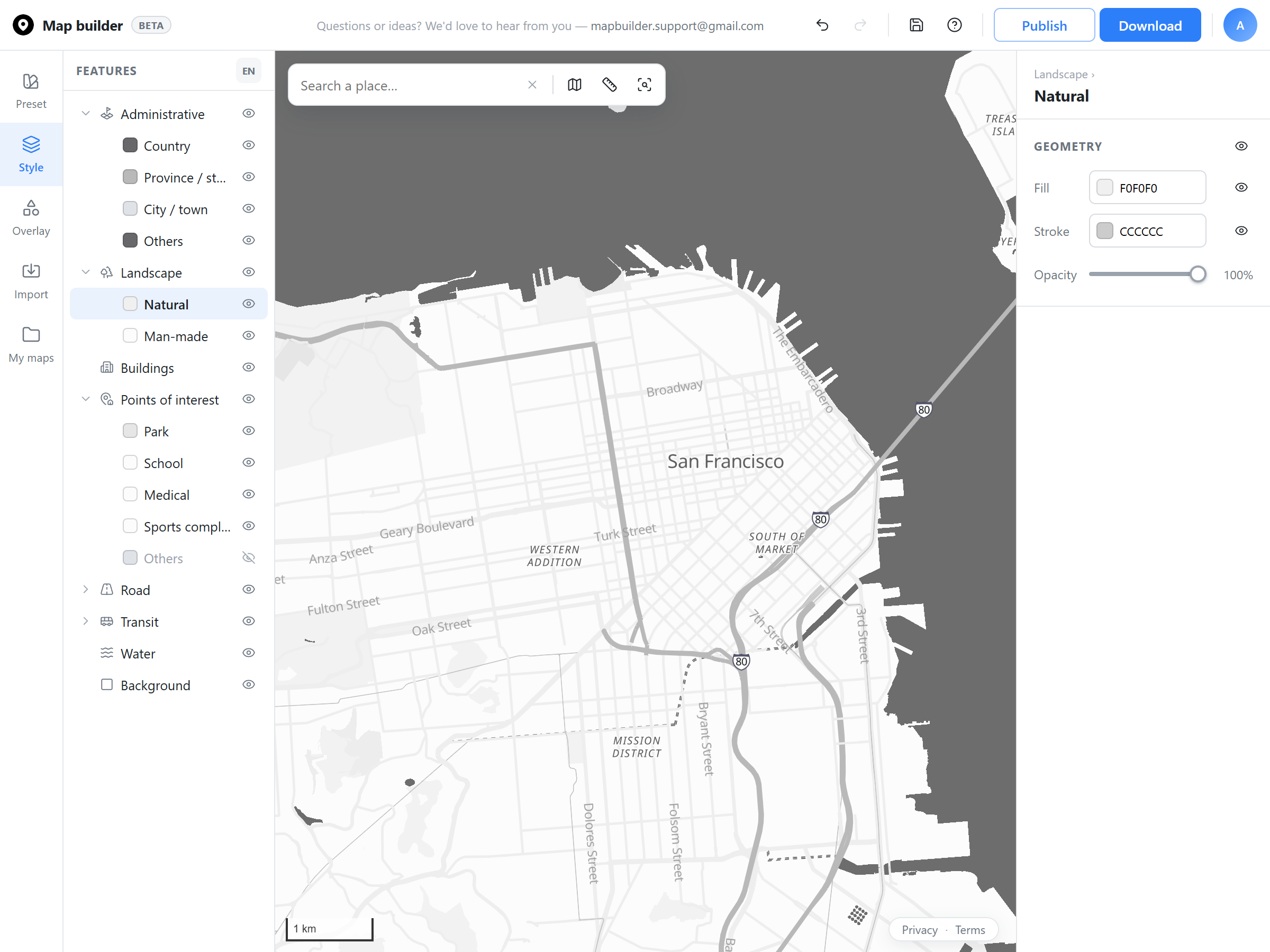 Map Builder, a web app for styling and exporting custom maps